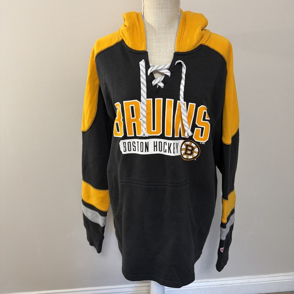 Boston Bruins Hoodie Large Lace Up Champions EUC‎